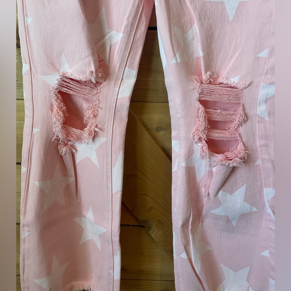 Risen Baby Pink Star Print High Rise Jeans - Picture 10 of 14